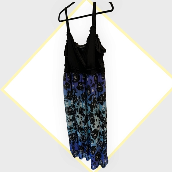 Lane Bryant Size 26/28 Black & Blue Floral Maxi Dress- Gorgeous Plus Size Dress! - Picture 2 of 6